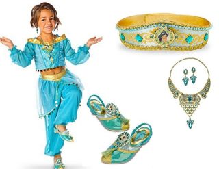 Disney Store Princess Jasmine Costume Dress + Shoes + Crown + Jewelry 