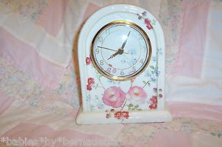 Shabby Chic Rachel Ashwell~Ceramic Mantel Clock 6.5 x 4.5 ~Excellent 