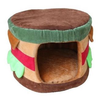 Hamburg Shaped Pet Dog Cat Tent House Bed Kennel Puppy Small Brown