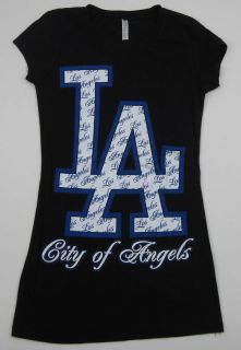 LA CITY OF ANGELS T shirt Los Angeles Dodgers Tee Womens Juniors Jr S 