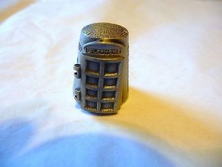 THIMBLE PEWTER NICHOLAS GISH TELEPHONE BOOTH W/DOOR THAT OPENS 