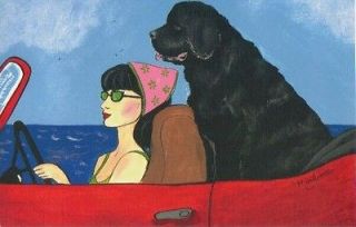   Newfoundland Dog Post Cards Newf & Sports Car  for Rescue Project