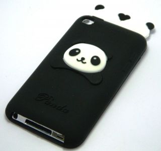 Apple iPod Touch 4 4th Generation Black Panda Bear Silicone Cover Case 