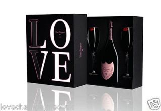 Dom Perignon Rose LOVE Gift Box with Lipstick Dom Perignon Flutes