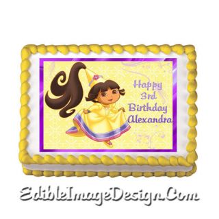 DORA PRINCESS Edible Birthday Party Cake Image Cupcake Topper Favors 
