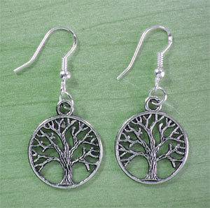 NEW Vintage Silver Save The Nature Tree Of Life Charm Earrings 