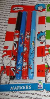 Dr. Seuss 4 Pack Markers Cat in the Hat Thing One Thing Two