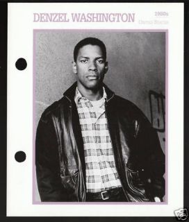 DENZEL WASHINGTON Movie Star Picture Biography CARD