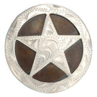 Engraved Western Cowboy Sheriff Star Badge Round Drawer Pull