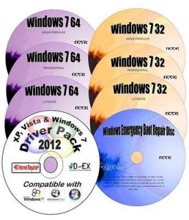   WINDOWS 7 32 ~ 64 HOME~PRO~ULTIMATE BOOT RECOVERY DVD DISCS & DRIVERS