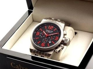 MAGNIFICENT CALVANEO*1583 RED IMPACT MENS WATCH CHRONOGRAPH NEW