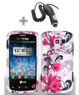 RED LOTUS SNAP ON PROTECTIVE HARD CASE+CAR CHARGER LG Enlighten 