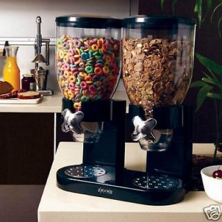 New Zevro Double Canister Dual Dry Food Cereal Indispensable Dispenser 