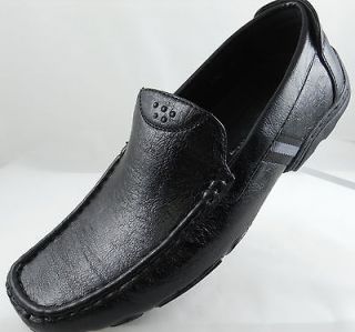 NIB MENS BLK CASUAL DRIVING MOCS SHOES COMFORT SLIP ON LOAFERS LEATHER 