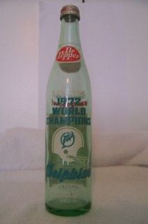   Dolphins 1972 Dr. Pepper Collecible Undefeated Season Soda Bottle