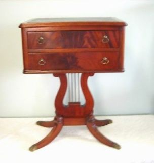 DUNCAN PHYFE TWO DRAWER SEWING TABLE WITH LYRE BASE