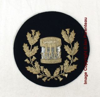 EBCB# 065 Silver Embroidered DRUM MAJOR on Medium Blue Sew On Patch