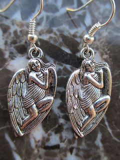 Silver Winged Fairie/Fairy Nymph Artisan Handcrafted Earrings Hippie 