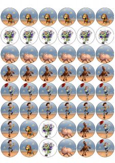 48 Toy Story Edible cupcake toppers (rice paper)