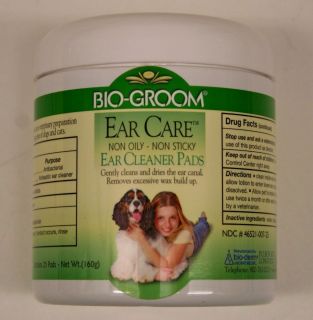 Bio Groom Ear Care Ear Cleaner Pads 25 Count for Dogs and Cats