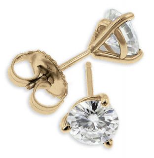   30 TCWT Moissanite Martini Stud Earrings Set in Solid 14Kt Yellow Gold