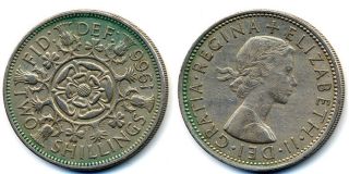 1966 England Two Shillings Coin (b153)