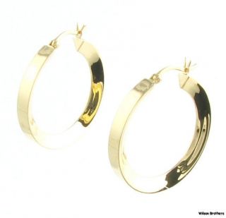 Medium 3D Styled Circle Hoop Earrings   18k Yellow Gold 750 Elegant 