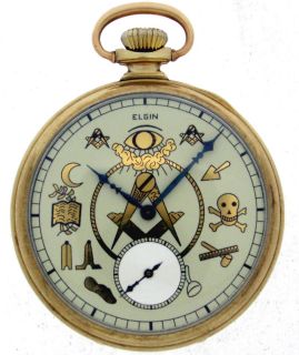  Elgin Made in 1922 SERVICED Mason Masonic Freemasonry Pocket Watch