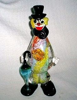Vintage 10 Murano Italian Art Glass Clown with Umbrella  Past​els