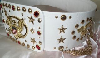 ELVIS STYLE CONCERT BELT IN STUNNING WHITE WITH ALL GOLD TRIM