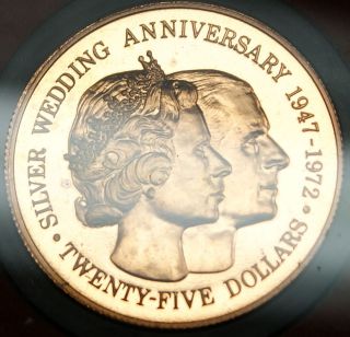 1972 Cayman Islands $25 Gold Proof Coin, 25th Wedding Anniversary 