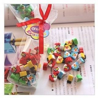 45pcs/Set Angry Bird Mini Eraser Erasers Stationery Kids Gift Party 