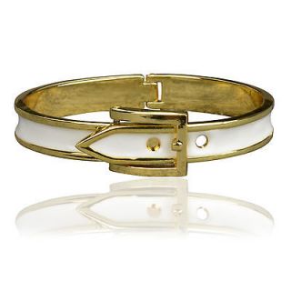   GP White Enamel Belt Style Charm Wrist New Bangle Bracelet A225K