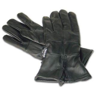   Real Leather Motorcycle Biker Riding Soft Gloves Gaunlet & Zipper~XL