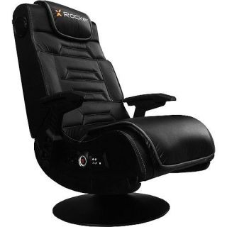 Rocker Pro Black Faux Leather Series Gaming Chair w/ Pedestal 51396