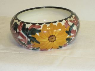 Vintage Schramberg Majolika Bowl Planter Zinnias Floral Hand Painted 