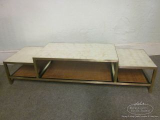Unusual Shell Topped Brass DUNBAR/WORMLEY Style Coffee Table