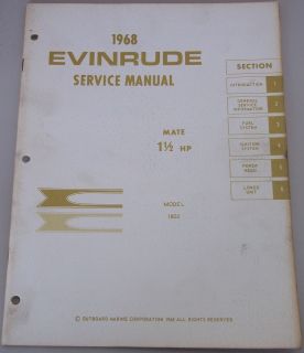VINTAGE 1968 EVINRUDE SERVICE MANUAL 1 1/2 HP MATE
