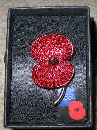   british legion remembrance day LARGE buckley crystal poppy brooch