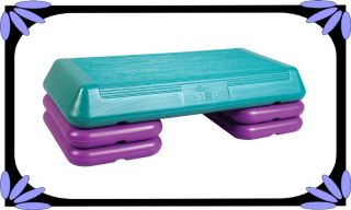 THE CIRCUIT STEP EXERCISE SET, TEAL PLATFORM AND 4 PURPLE RISERS