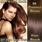   Weft Real Remy Human Hair Extensions Indian #4 Chestnut Brown 20pc