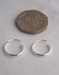   Sterling Silver 10mm Small Tiny Top Hinged Hoop Sleeper Earrings PAIR