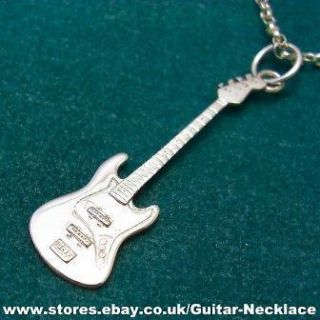 Silver Fender Jazz Bass Miniature Guitar with necklace