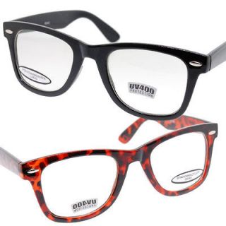 Large Clear Lens Wayfarer Nerd Glasses with Horn Rimmed Frames