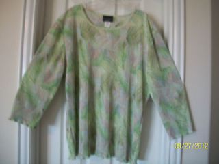 BRITTANY BLACK BRAND STRETCHY CRINKLE CLOTH BLOUSE NWT 2X LIME GREEN 