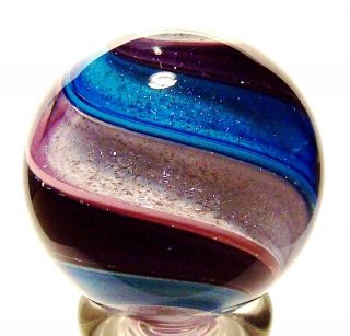   ART GLASS MARBLES 1 1/2 3 TONE EXOTIC DICHROIC DOUBLE TWIST MARBLE