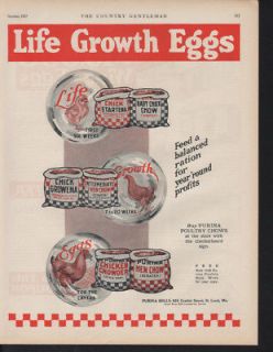FP 1927 LIFE GROWTH EGG CHICKEN SEED FEED FARM HEN POULTRY AD