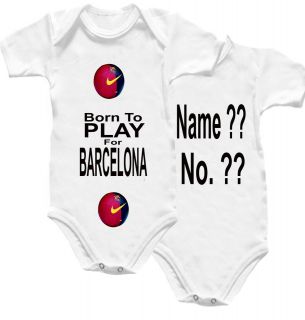 Barcelona Football Baby Grow Shirt Babygro Top Name Ball Kit Onesie 