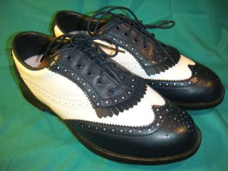 VINTAGE ETONIC STABILITES Womens WING TIP White/Blue Golf Shoes 8 M 