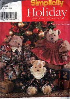 BEAR family DOLLS doll PATTERNs 18  & 22  Teddy Bears w/ CLOTHES